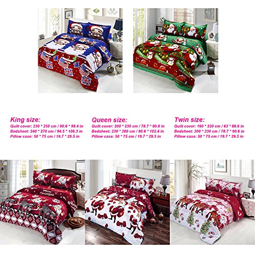 Ubersweet® 4pcs Polyester Fiber 3D Printed Cartoon Merry Christmas Gift Santa Claus Deep Po et Bedding Set B lo ES Cover Bed Sheet 2 Pillowcases'