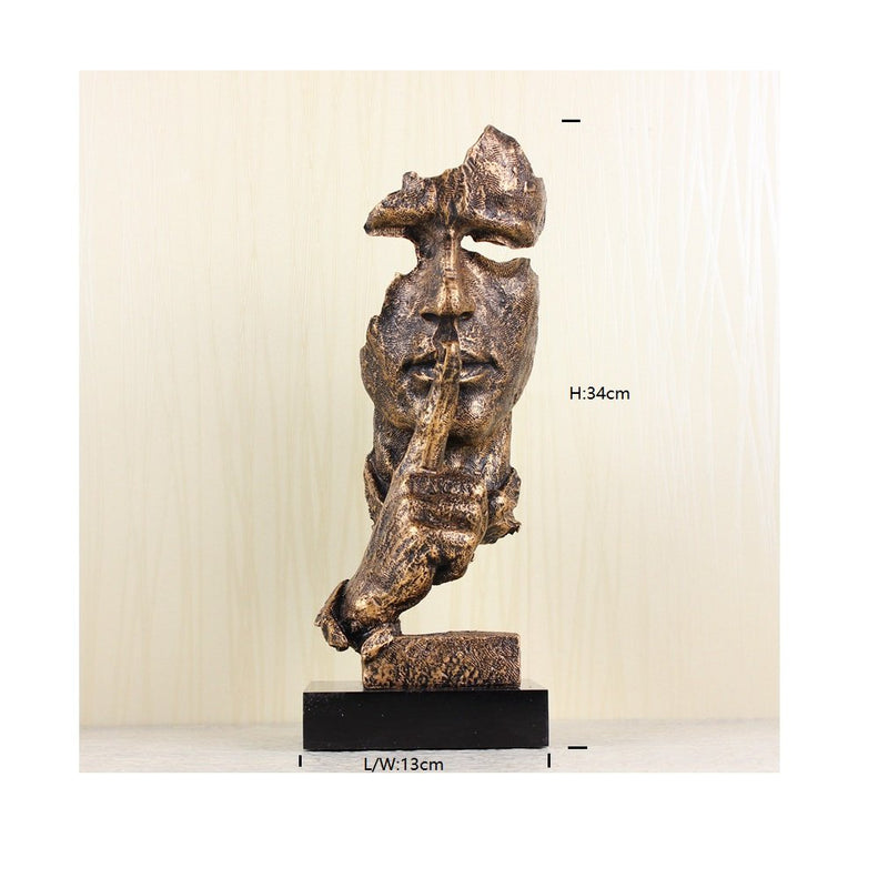 Abstract and Creative Desk Decorations The Thinker Statue, Hand & Face Statues and Sculptures for Home Living Room Decor (No See Gold)