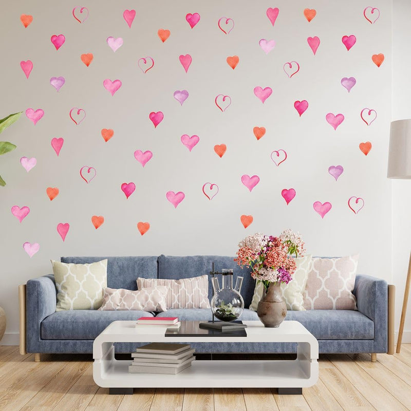 CVANU 4 Sheet of Beautiful Heart Shape Self-Adhesive Vinyl Wall Sticker for Wall Decoration (10.8inchX8.4inch)_S352