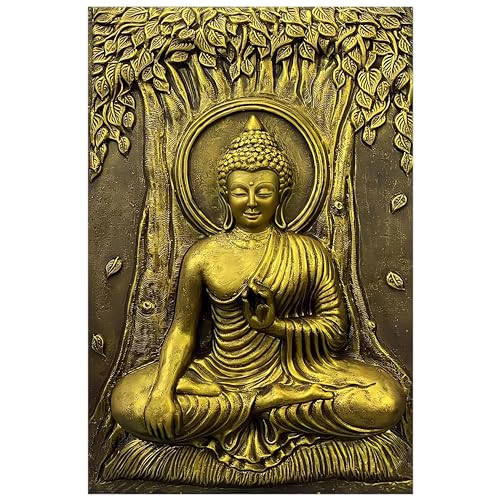 Indianara Rolled Sparkled Gautam Buddha Art Print for Room Décor Digital Reprint 36 inch x 24 inch Painting (10764PST)