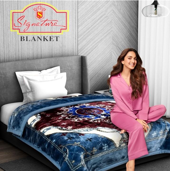 Signature Super Soft Double Layered Blanket for Extreme Winters(1100 GSM) (Single Bed, Alarm Snoozer-Bluezzr)