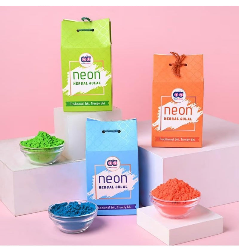Gurjas Fancy Kitchen Neon Gulal for Holi | Holi Gulal Vibrant Colours, Skin-Friendly, Herbal Colours for Holi Festive Fun(Pack of 3)-(Multicolour)