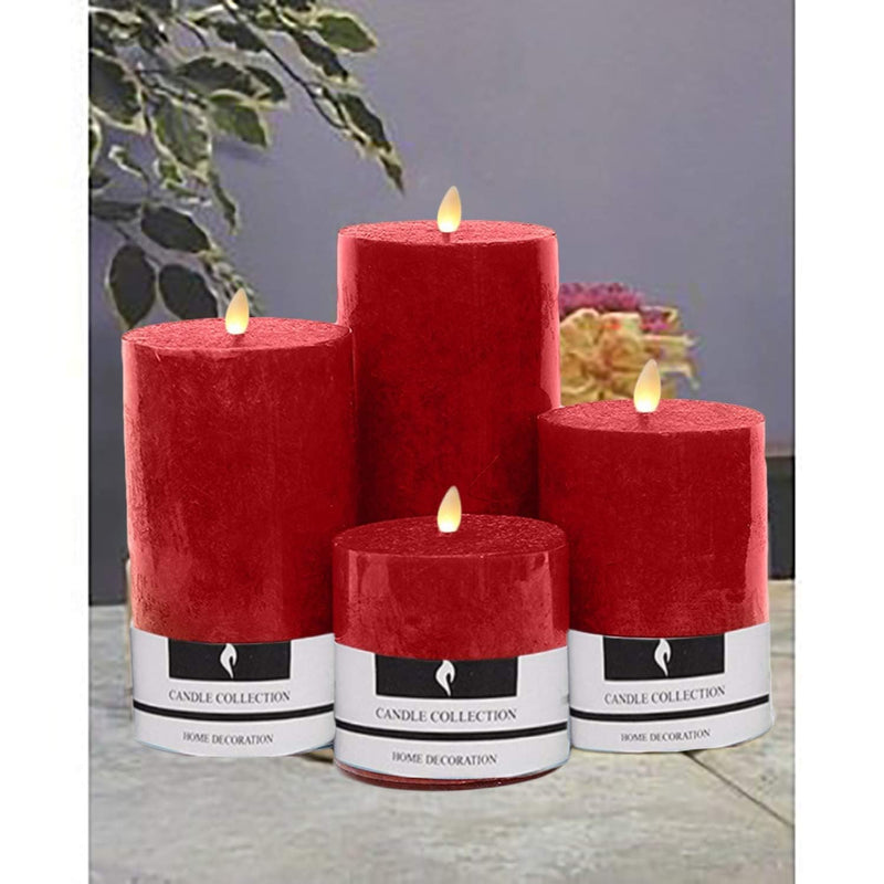 The Decor Affair Long-Lasting Small Pillar Candles in Marble Finish - 4 Pack for Elegant Home Decoration & Celebrations