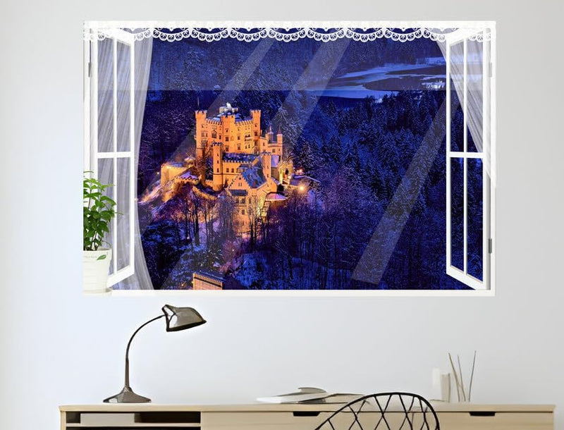 JVERF - JZZB04449 Germany Castles Forests| Self-Adhesive Open Window Wall Sticker