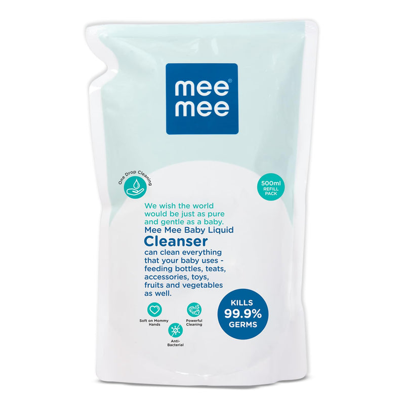 Mee Mee Anti-Bacterial Baby Liquid Cleanser | Kills 99.9% Germs | Feeding Bottle Cleaner Liquid Bowls/Toys/Food/Accessories (500 ml - Refill Pack)