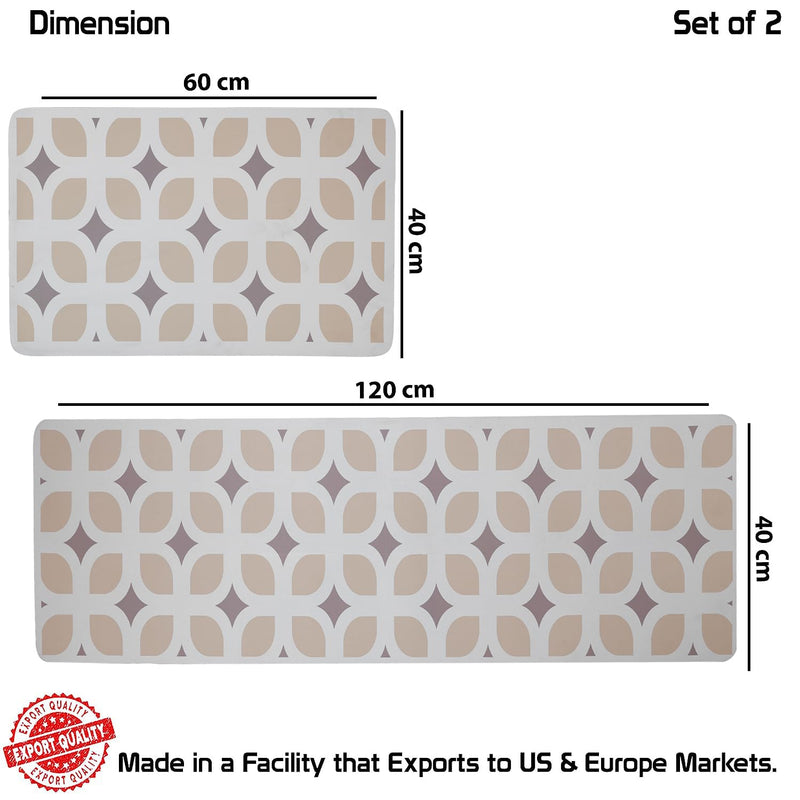 HomeCloud Anti Fatigue Kitchen Rug Sets 2 Piece Non Slip Kitchen Mats for Floor Cushioned Kitchen Rugs and Mats Waterproof Comfort Standing Mat Runner for Kitchen (Khaki_Diamonds)