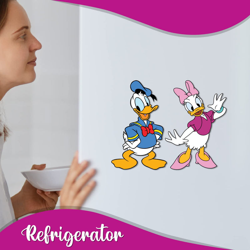 Bhai Please Donald Duck and Daisy Wooden Fridge Magnet (Pack of 1) Fun Comic Character Gift and Decoration