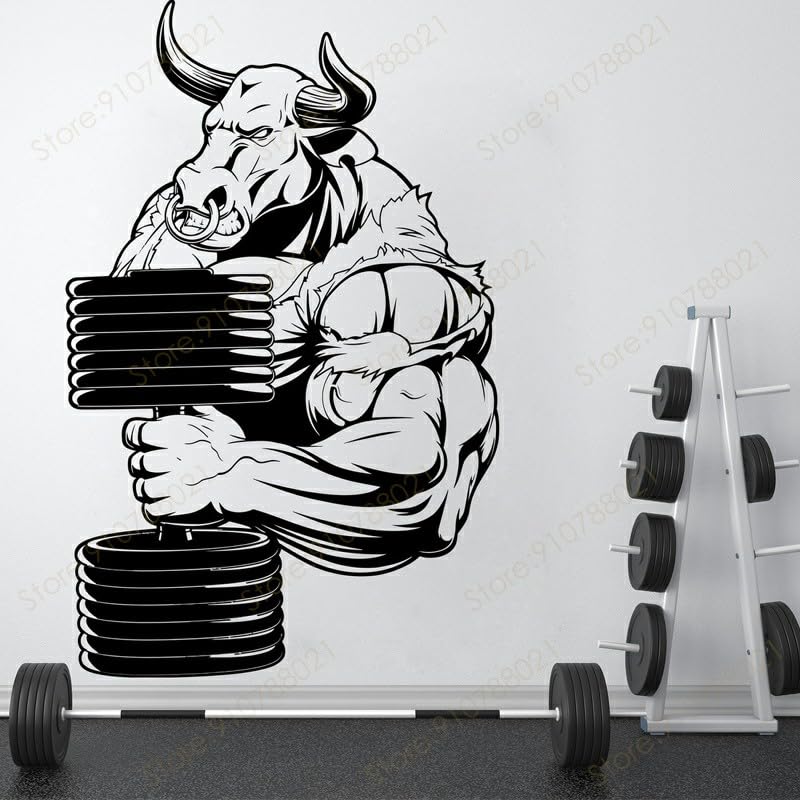 GADGETS WRAP Vinyl Bull Dumbbell Gym Sign Wall Sticker