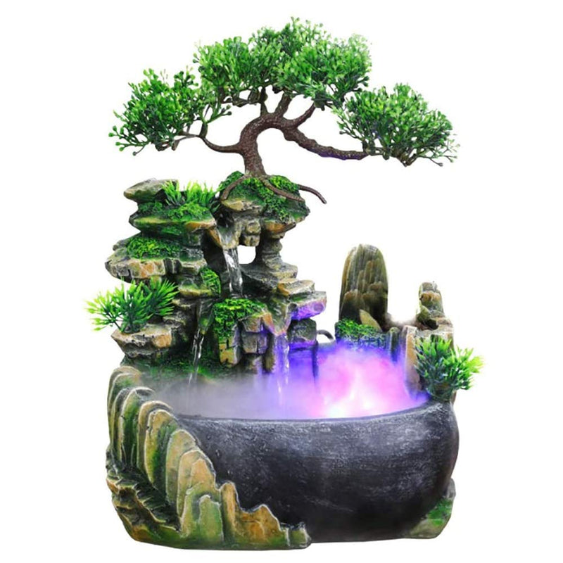 SURPRIZON Indoor Relaxation Desktop Fountain Waterfall with Rockery, Aquariums, Plant, Atomizing Humidifier, Perfect for Office, Home, Bedroom Desk Décoration