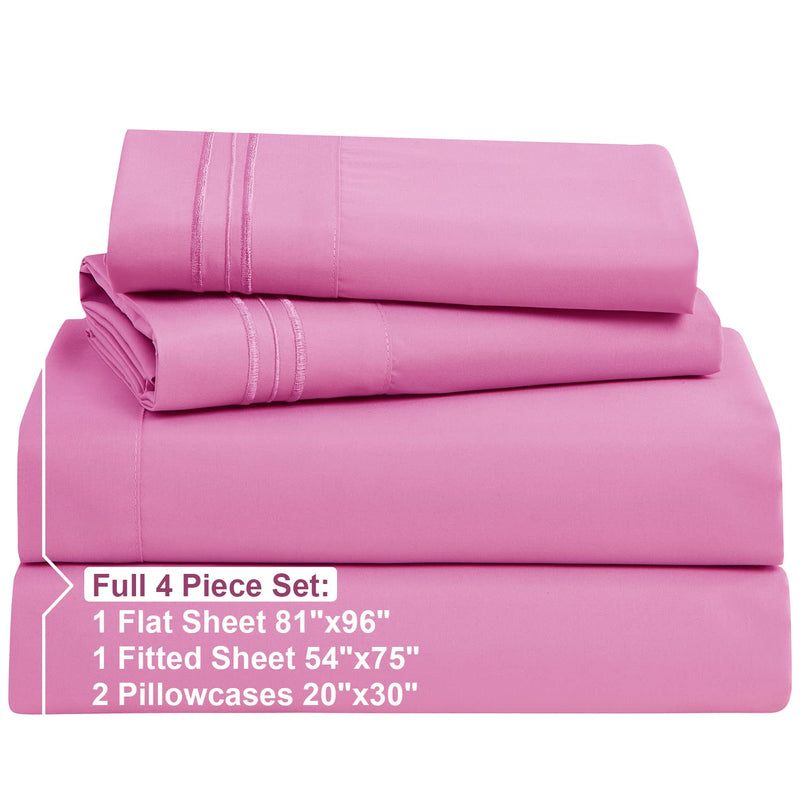 Full , Light Pink : Bed Sheet Bedding Set, 100% Soft Brushed Microfiber with Deep Pocket Fitted Sheet - FULL - LIGHT PINK - 1800 Luxury Bedding Collection, Hypoallergenic & Wrinkle Free Bedroom Linen Set By Nestl Bedding