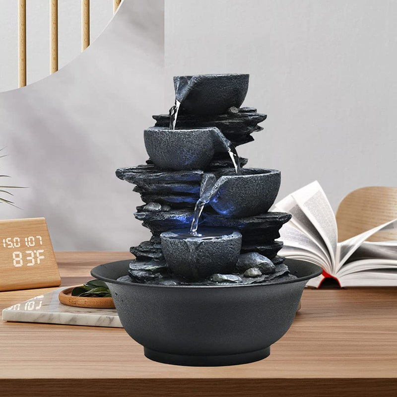 ATORSE® Water Fountain Fortune Feng Shui Waterfall Bedroom Ornaments Arts E