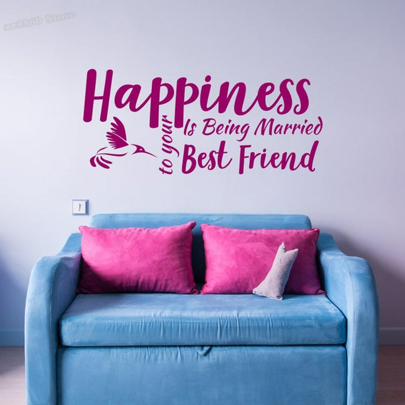 GADGETS WRAP Vinyl Weddding Wall Decals Quotes Happiness is Being Married to Your Best Friend Wall Sticker Purple