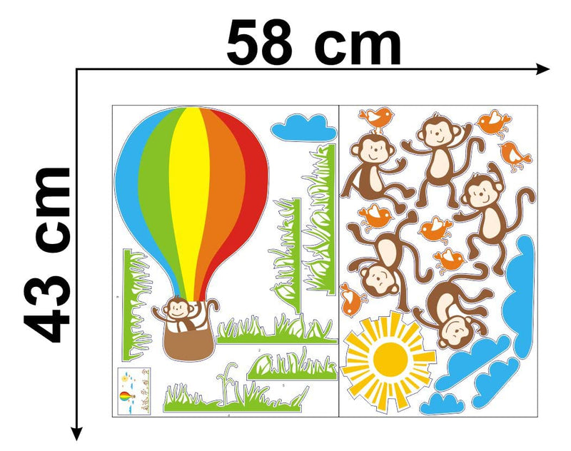 Delight Art Sky with Sun and Monkey Wall Sticker Size - ( 100*65 ) cm Model id - ( DAMC00380L )