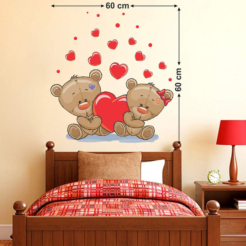 Wallstick Love Teddy Couples wallstickers (Vinyl 60 cm x 60 cm)