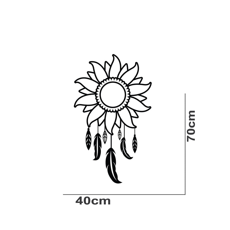 VVWV Sun Flower Dream Catcher Wall Stickers for Living Kids Girls Boys Bedroom Home & Kitchen Hall Wall Vinyl Decor L x H 40 x 70 Cms