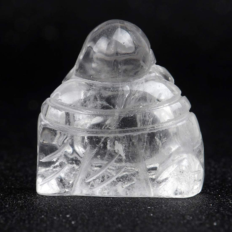 YWG Stone Clear Crystal Healing Crystal Gemstone Carved Laughing Happy Buddha Feng Shui Figurines Wealth and Good Luck 1.5"