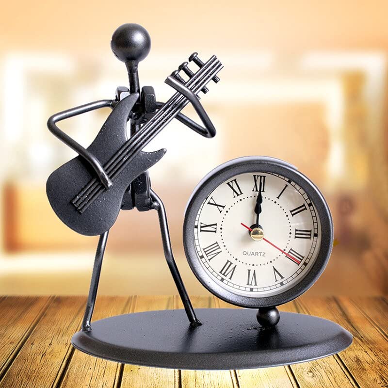 1PC Musical Clock Ornaments Iron Electric Guitar Shaped Digital Clock Bedroom Bedside Table Clocks Office Home Decorations