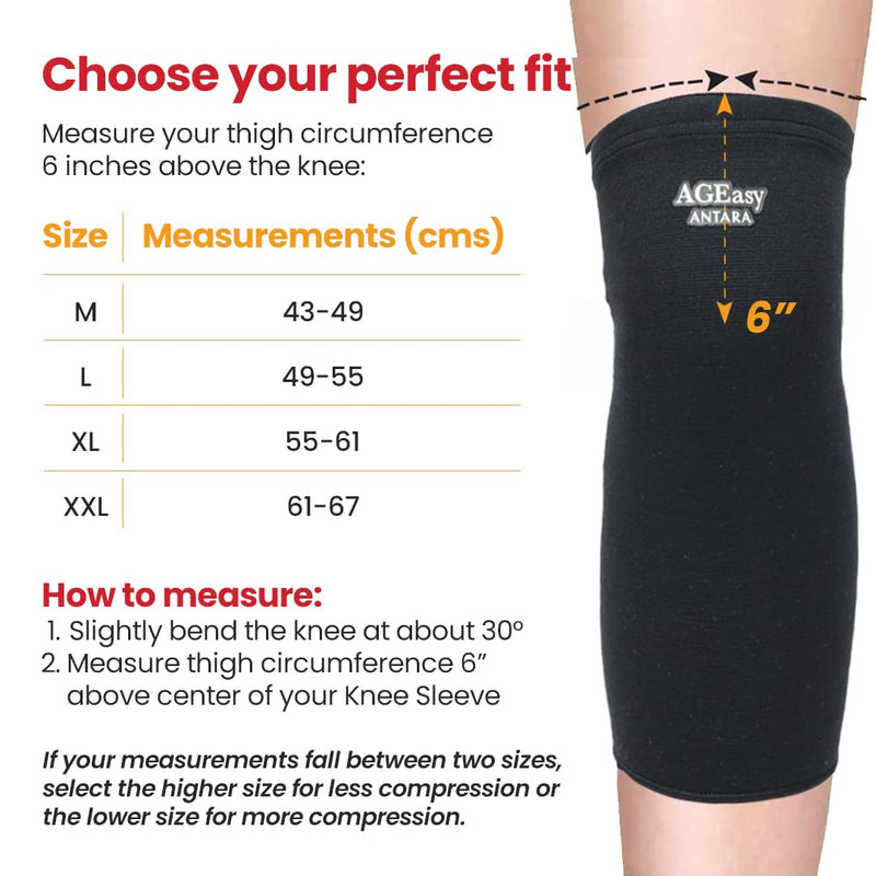 AGEasy Comfort Knee Sleeve | Knee Support, Leg Sleeves for Women & Men | Anti-Slip Design Knee Cap (XXL) (Pack of 2)