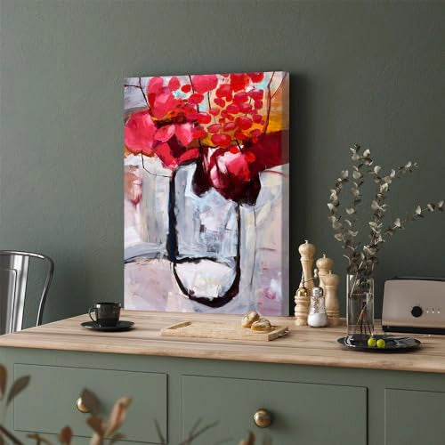 GADGETS WRAP Canvas Gallery Wrap Framed for Home Office Studio Living Room Decoration (11x17inch) - Red Flowers In A Jar