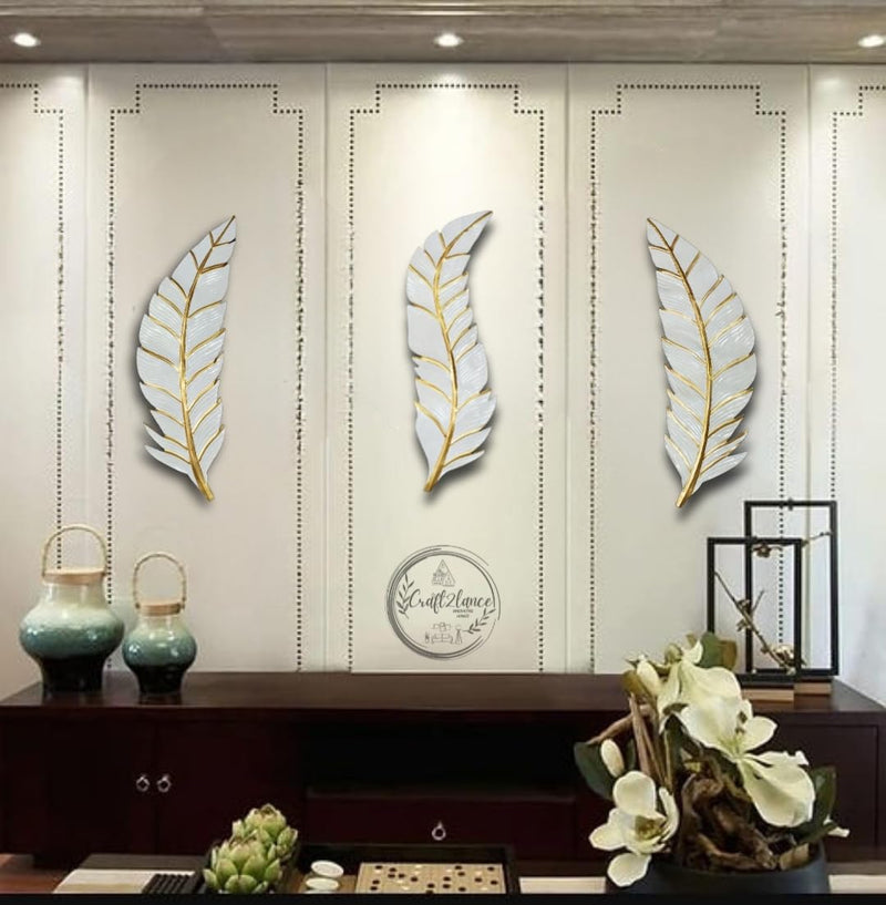 Craft2lance Metal Wall Decor/Metal Wall Art/Metal Wall Sculpture Set/Feather Wall Decor For Living Room/Bedroom/Dining Room/Office/Restaurant