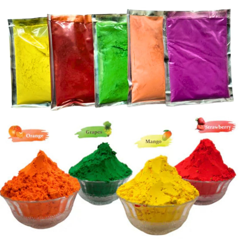 Holi Gulal Colours – 500g Pack of 5 Vibrant, Natural Shades Perfect for Bringing Joy to Kids, Families, and All Ages This Holi and Rang Panchami!