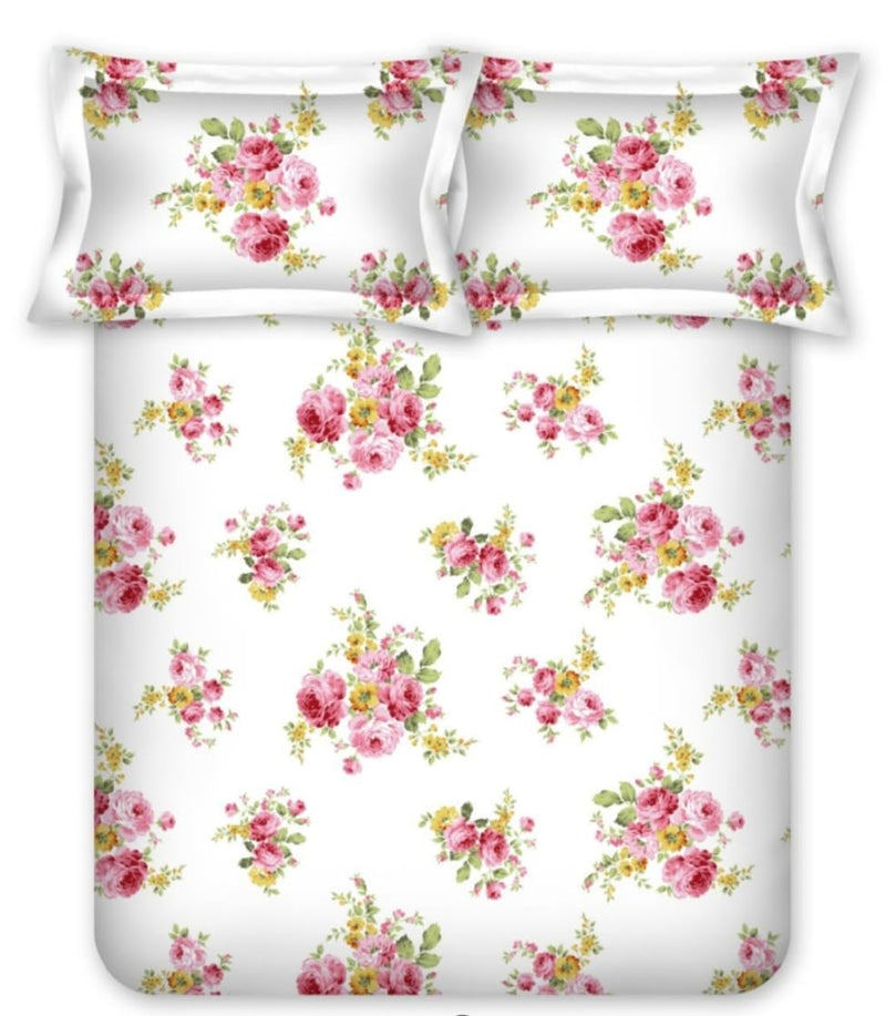 Bombay Dyeing King Size 180 TC 100% Cotton Bedsheet with 2 Pillow Cover- 525B Floral Collection - Size: 274cm x 274cm - 7504 Pink