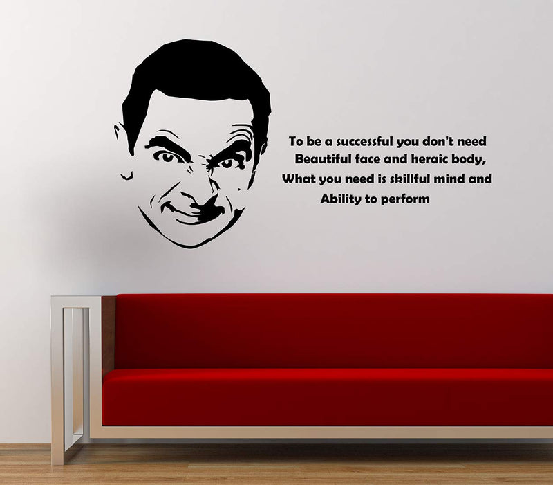 WALLSTICKY MR.Bean with to BE Success Quote Sticker