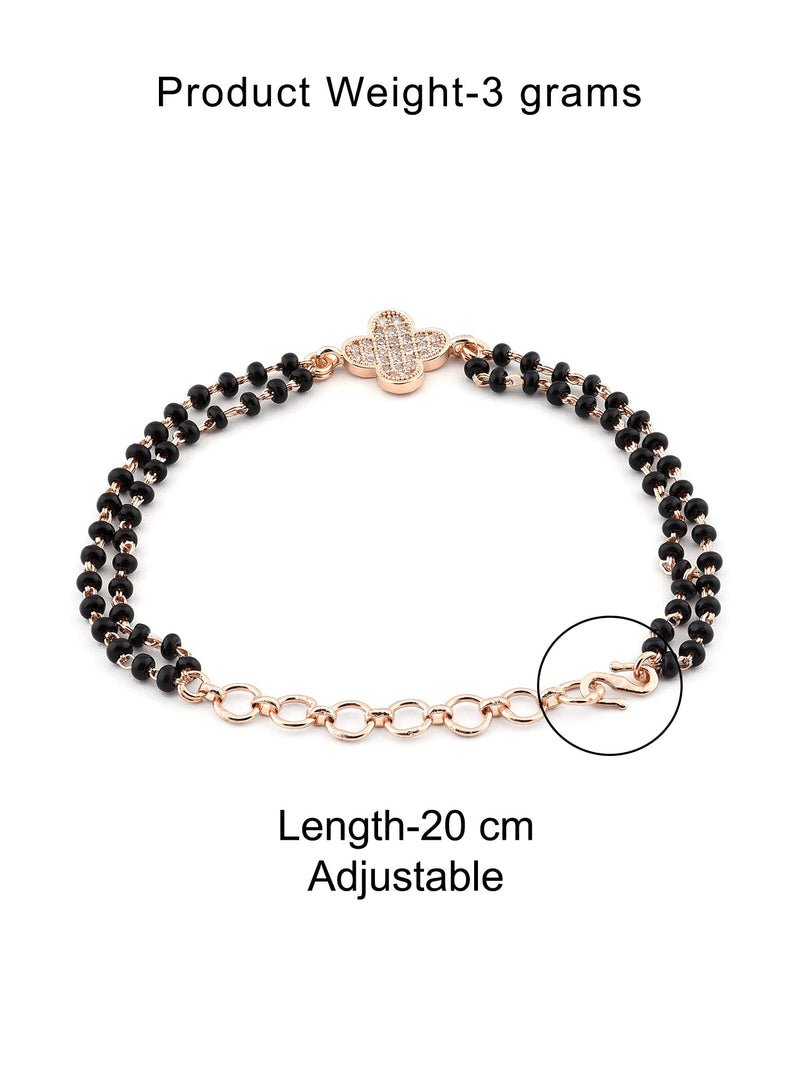 ZAVERI PEARLS Rose Gold Contemporary Cubic Zirconia Mangalsutra Bracelet For Women-ZPFK12635