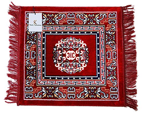 Kuber Industries Velvet Prayer Mat/Aasan/Pooja Mat/Meditation Mat/Multipurpose Velvet Rug Mat 2 Ft X 2 Ft (Maroon) CTKTC33907