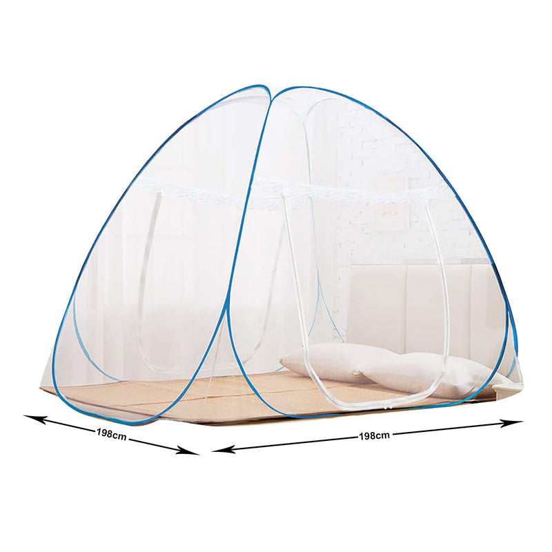 Kuber Industries Foldable, Durable, Lightweight Nylon Double Bed Mosquito Net, 6.5 x 6.5 Ft. (Blue)-46KM0457, Standard