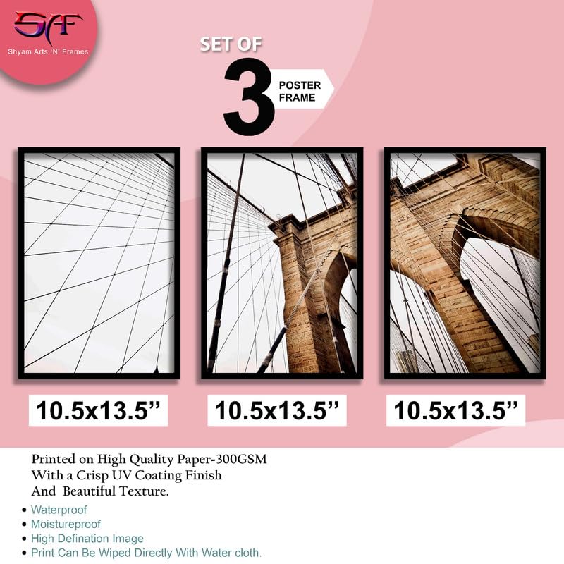 SAF paintings Set of 3 Abstract Wall Painting for Home Decoration SA-BLACKCF33604