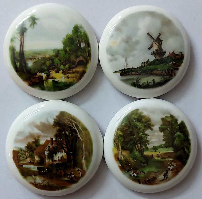 Temple Trees Country Scene - Set of 4 Fridge Magnets