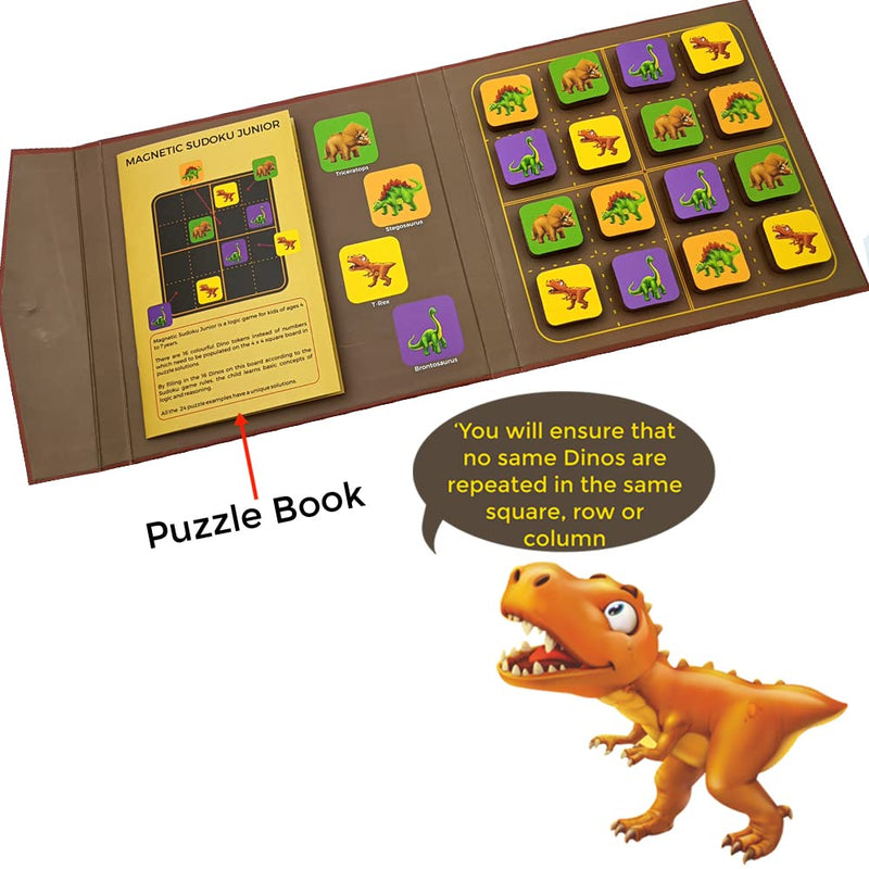 PELIKAS TOYZ Puzzles Travel Toys for Kids 4 to 6 Years Old| Gift for Boys Girls| Learning Toys| Magnalogix Magnetic Toys Sudoku Junior Dinosaur Pack of 1