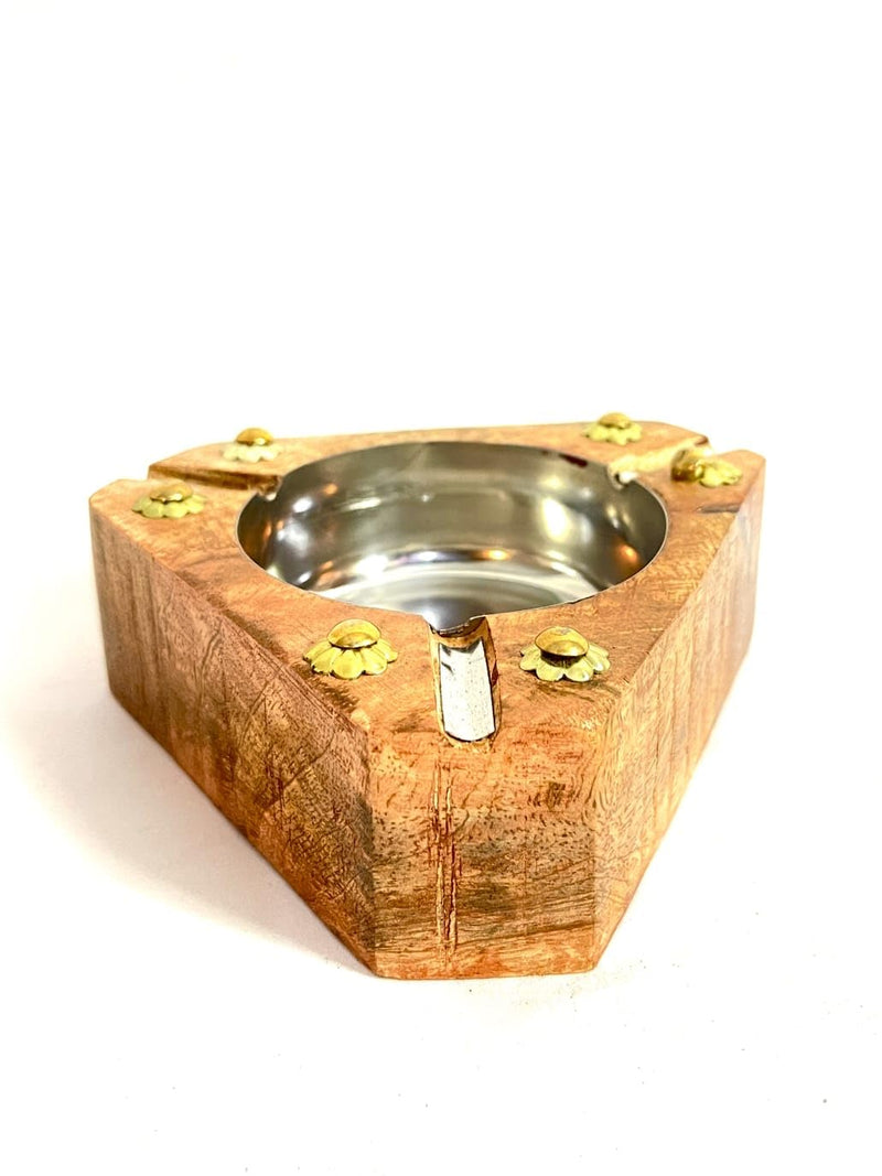 MALIK WOOD ART Wood Cigarette Ashtray Wooden Decorative Ashtray Handmade Ashtray with Cigarette 3 Spots Smoking for Home
