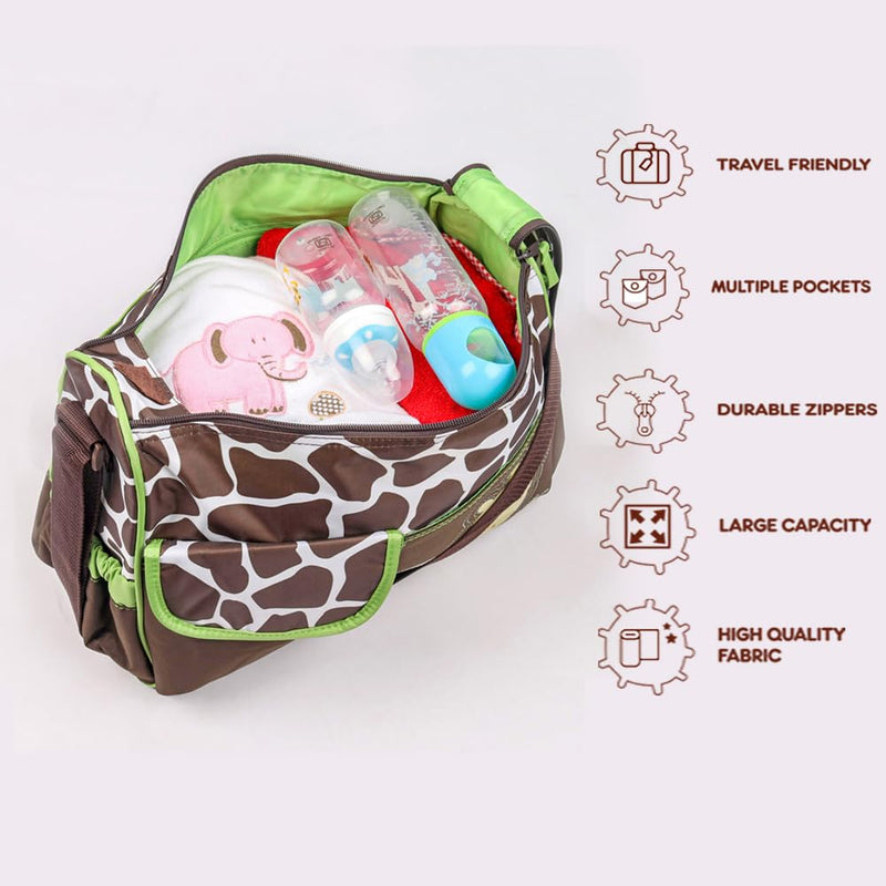 Baby Bucket Baby Diaper Nappy Changing Baby Diaper Bag Mummy Bag Handbag-(Pack of 1 – Green Giraffe)