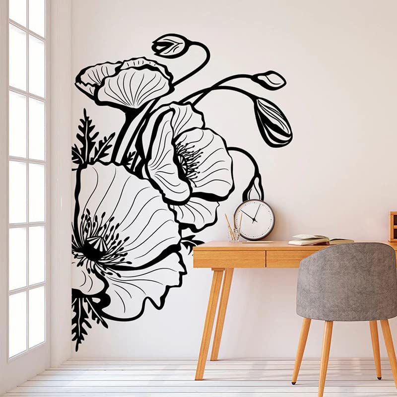 GADGETS WRAP Wall Decal Vinyl Sticker for Home Office Room Decoration Large Poppy Flower Wall Sticker