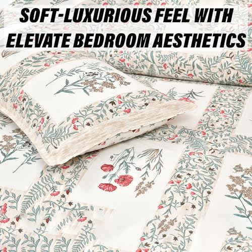 Kuber Industries Double Bedsheet with 2 Pillow Covers | 100x108 Inch | 160 TC Premium Cotton Bedsheet for Double Bed | Bedsheet for Living Room-Home & Hotels | Dezier Check Flower | Beige