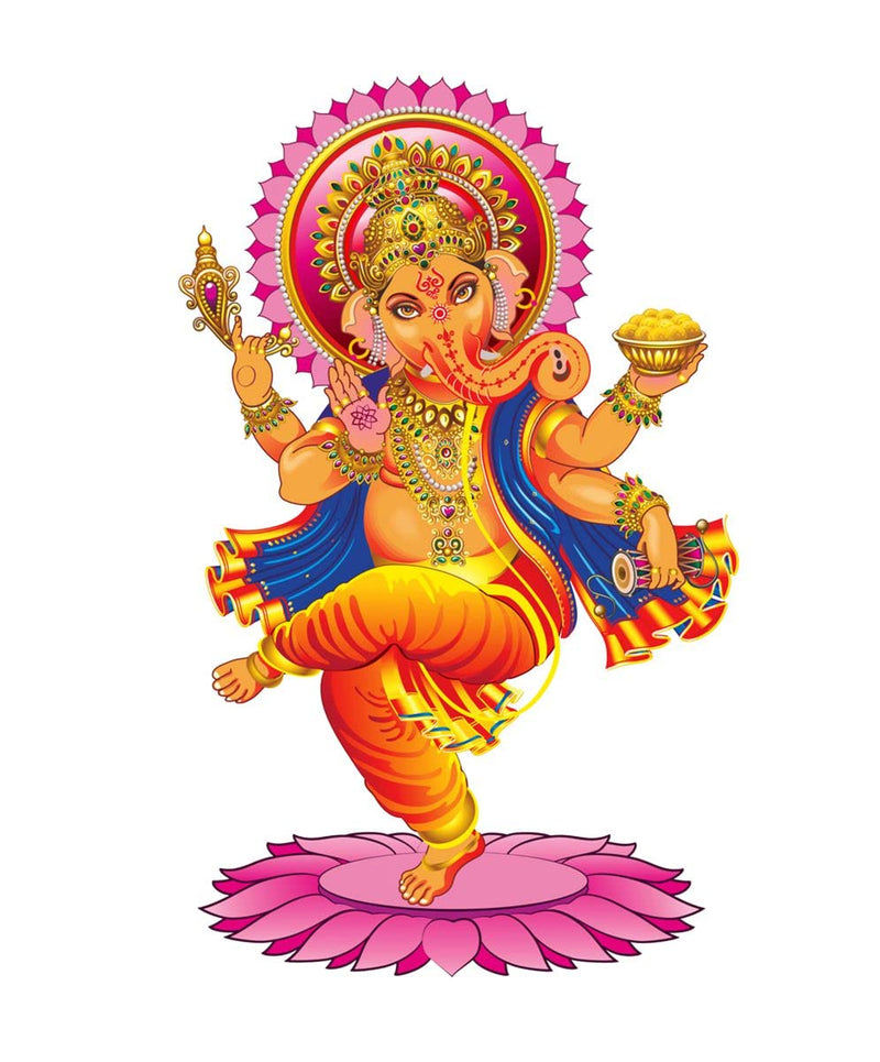 Decor Kraft Ganesha Ji on One Feet Wall Sticker & Decal,Size- 58 Cm X 53 Cm,Religious