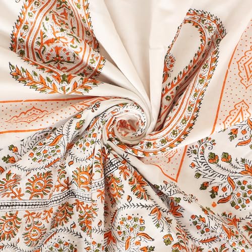 Vaansh Finest Pure Cotton Hand Block Print Jaipuri AC Dohar AC Blanket Soft and Light Weight Pure Cotton(Orange)