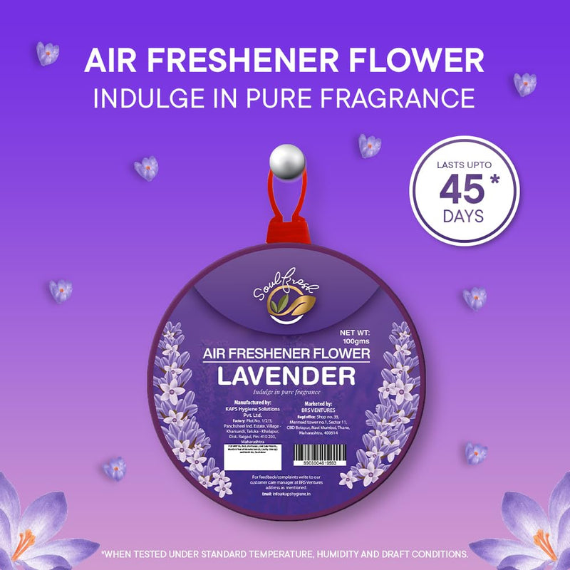 SOULFRESH Air Freshener flower Rose, Lavender, Jasmine, Citrus Block for Bathroom and Toilet 100gm Each - 4 Flower