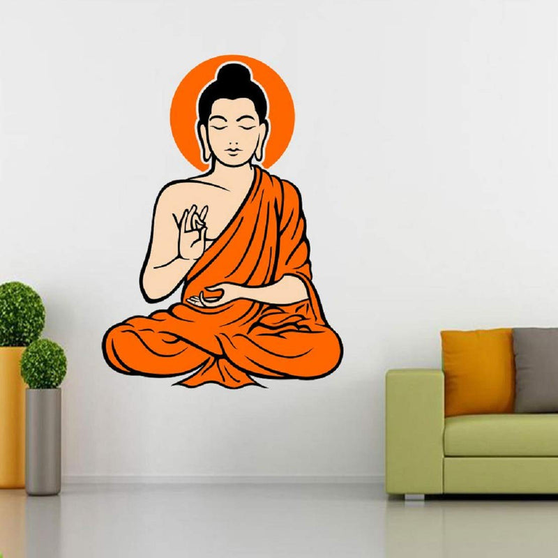 Walltech Combo of 4 Wall Sticker Yogi Buddha-(90 x 60 cms) | Cute bal Krishna makhan chor-(60 x 40 cms) | adiyogi-(50 x 118 cms) | Designer om-(50 x 50 cms) - Material Vinyl