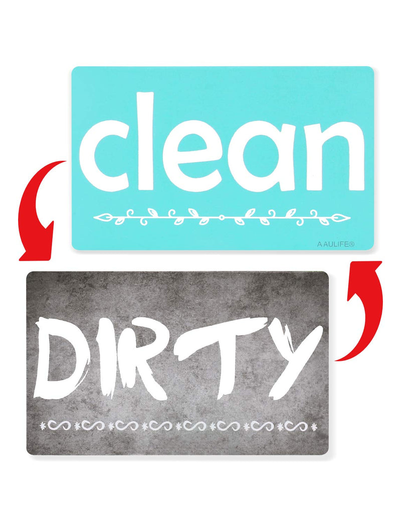 Dishwasher Magnet Clean Dirty Sign - Dishwasher Sign Waterproof and Double Sided Flip with Bonus Metal Plate,Reversible Indicator Works for Dishwasher by A AULIFE