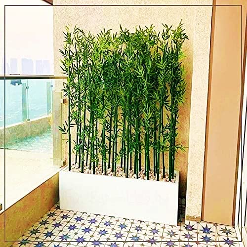 StylishWalls Artificial Bamboo Tree Plant Leaves Sticks Original Bamboo and Polyester without Pot. (10 Pieces; 1 Piece is 6.5 FEET Height, Green)