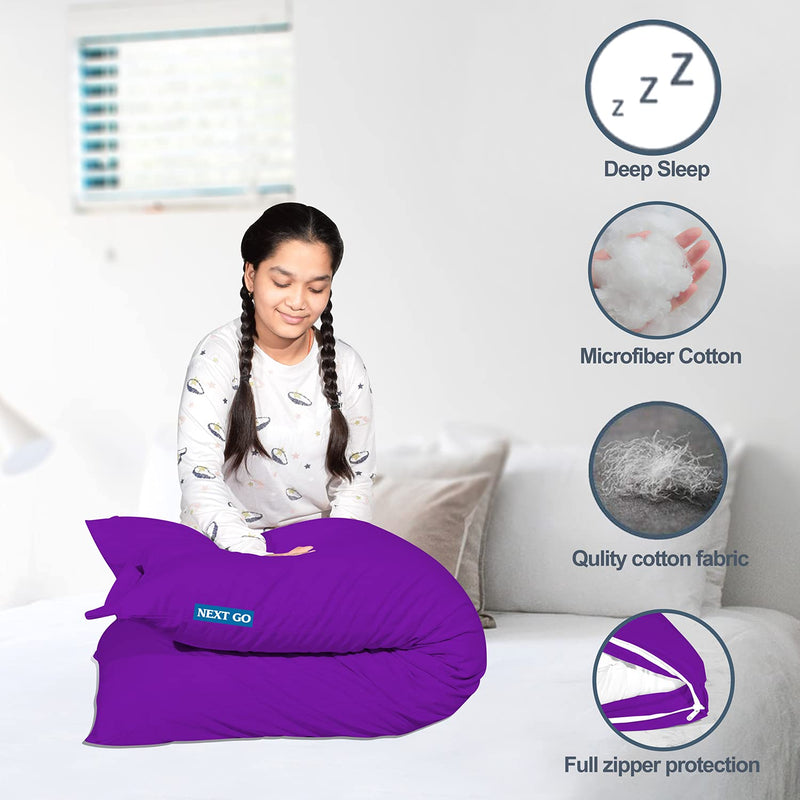 Coca Industries Cotton Large Pillow (20x54 inch-Purple)