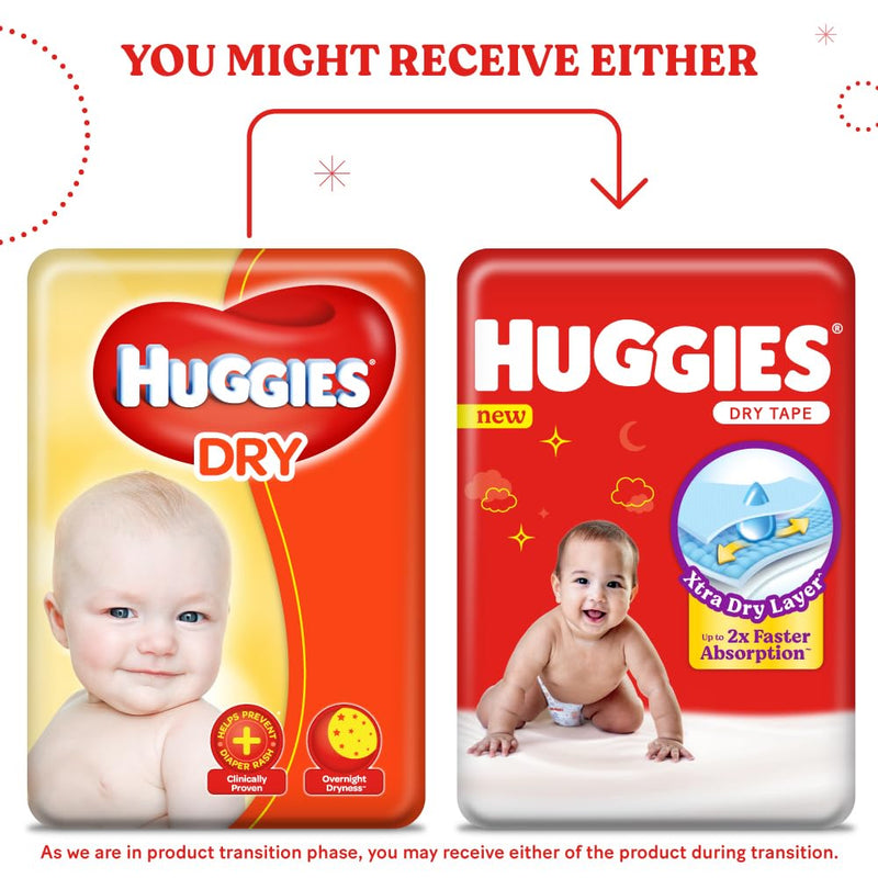 Huggies Complete Comfort Dry Tape Medium (M) Size Baby Tape Diapers, 60 count, with 5 in 1 Comfort