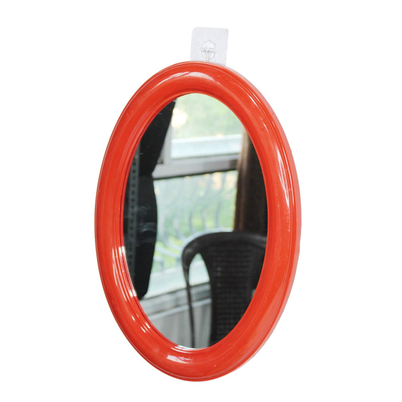 Confidence Light Weighted Oval Shape Glass Mirror for Bathroom and Dressing Room (Red)