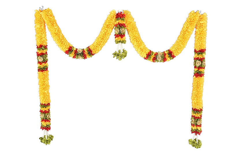 Veltic- 2feet Thoma-Golden-Yellow and Maroon Artificial Doorway Flower toran/Hanging VE21GLM