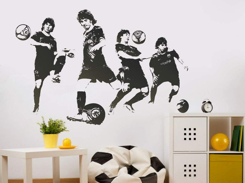 DivineDesigns™ Lionel Messi Playing Wall Sticker | Sticker for Living Room, Bedroom, Office (Vinyl, Standard, Multicolour)