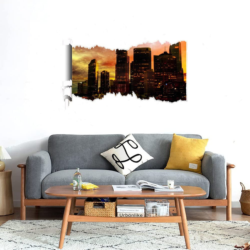 GADGETS WRAP Printed Wall Decal Sticker Scratched Paper Style Wall Decal (90cm x 50cm) - Skyscrapers in The Sunset