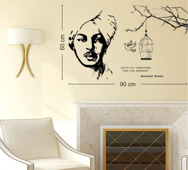 Wallstick 'Bhagat Singh' Wall Sticker (Vinyl, 49 cm x 4 cm x 4 cm)